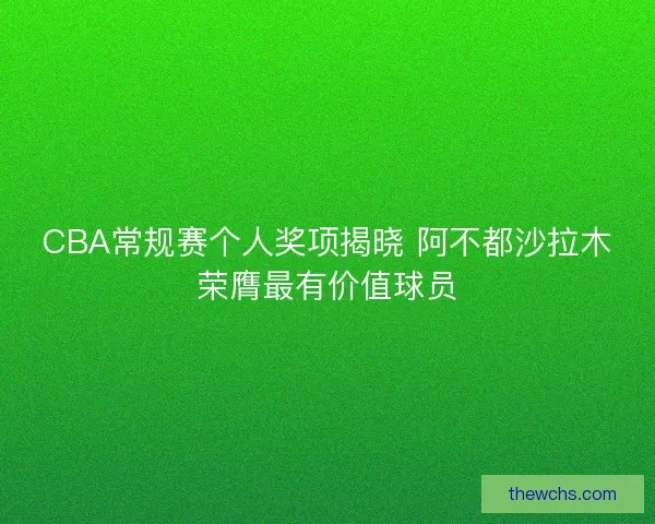 CBA常规赛个人奖项揭晓 阿不都沙拉木荣膺最有价值球员